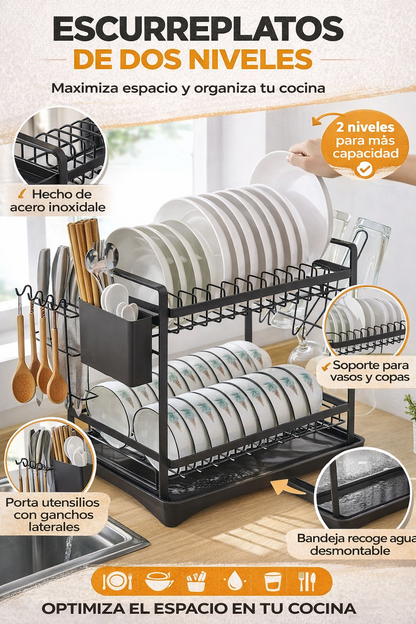 Escurridor de Platos de 2 Niveles Premium