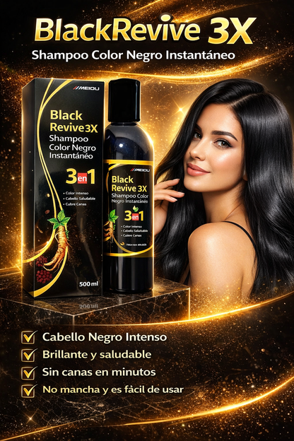 Shampoo Color Negro Instantáneo (3 en 1)
