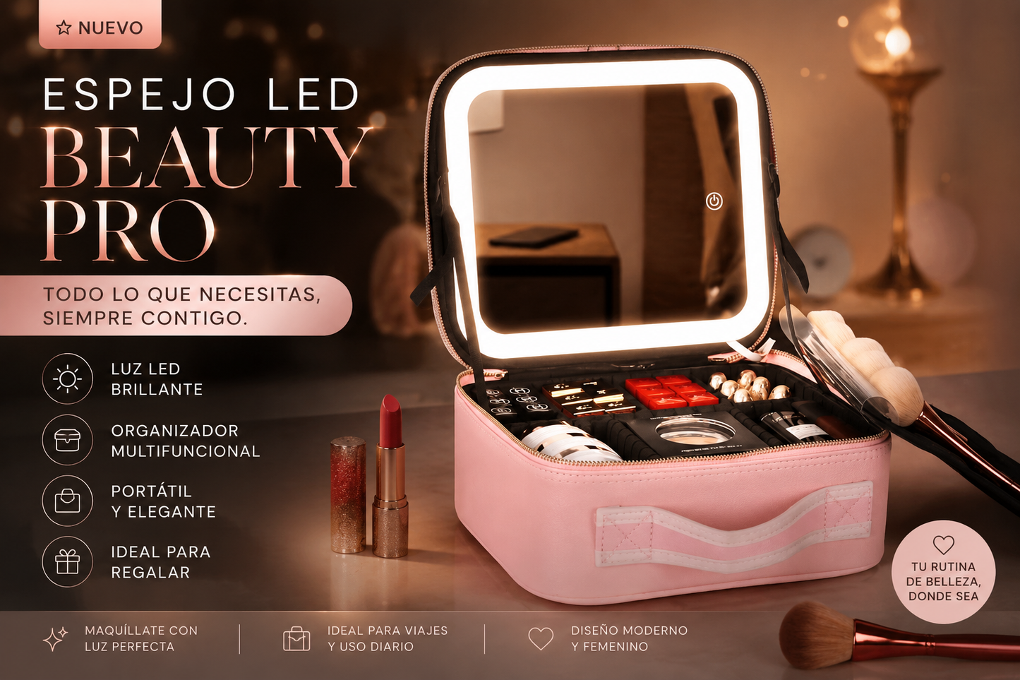 Organizador de Maquillaje con Luz Inteligente ✨