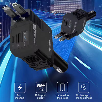 CARGADOR RETRÁCTIL PARA AUTOMÓVIL, 66 W 4 EN 1
